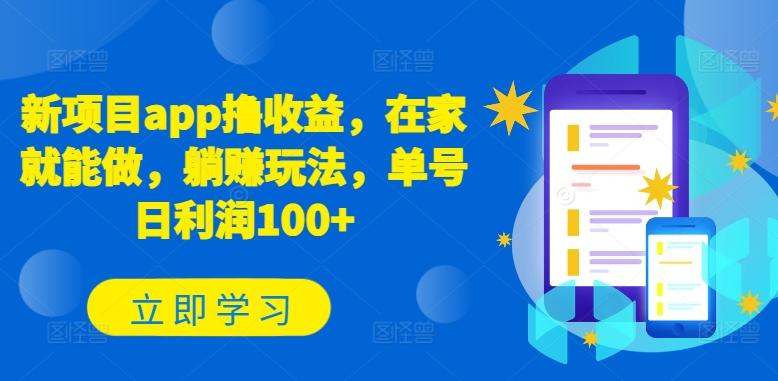 新项目app撸收益，在家就能做，躺赚玩法，单号日利润100+【揭秘】-鼎铸网