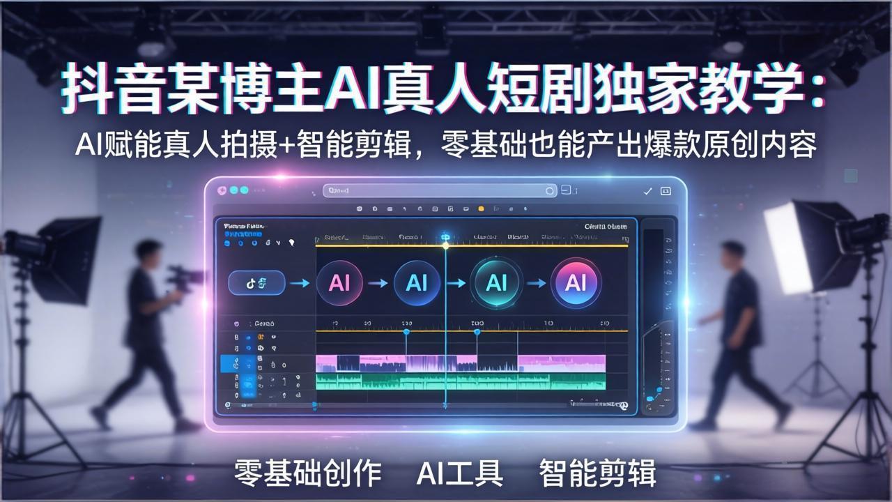 抖音某博主AI真人短剧独家教学：AI赋能真人拍摄+智能剪辑，零基础也能产出爆款原创内-鼎铸网