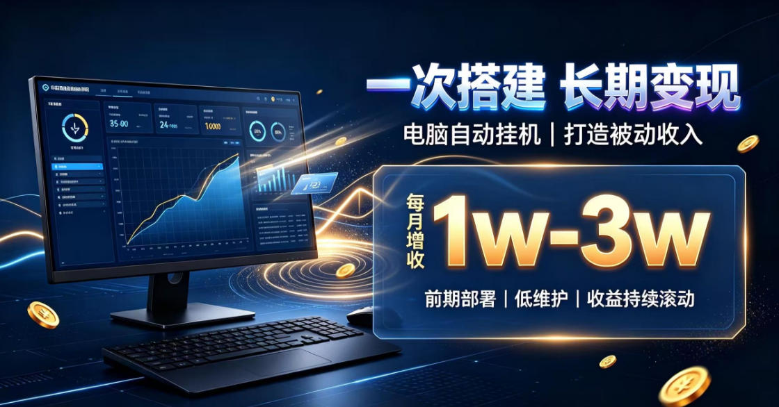 一份投入长期收益，电脑自动挂G类目，搭建被动收入每月增收1w-3w【揭秘】-鼎铸网
