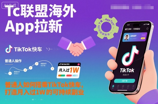 Tc联盟海外App拉新：普通人如何搭乘TikTok快车，打造月入过1W的可持续副业-鼎铸网