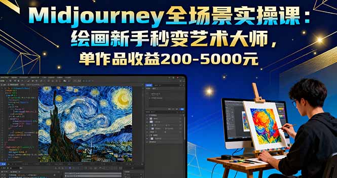 6fb1dac215aef6c88bdb312738af65af.jpeg Midjourney全场景实操课:绘画新手秒变艺术大师,单作品收益200-5000元