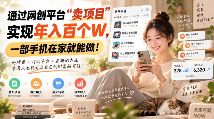 靠卖网创项目变现，一年拿下百万收益！一台手机就能操作！-鼎铸网
