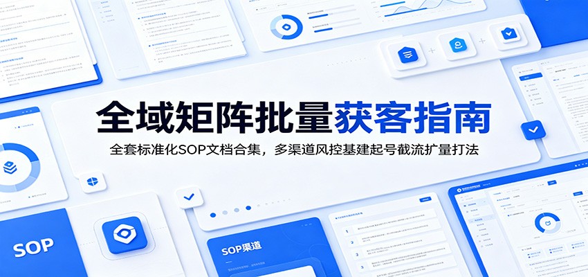 全域矩阵批量获客指南：全套标准化SOP文档合集，多渠道风控基建起号截流扩量打法-鼎铸网