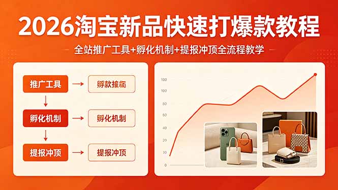 2026淘宝新品快速打爆款教程,全站推广工具+孵化机制+提报冲顶全流程教学-鼎铸网