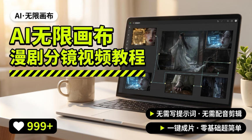 AI无限画布制作爆款漫剧分镜视频搭建教程，无需写脚本，无需制作音频，一键制作超简单-鼎铸网