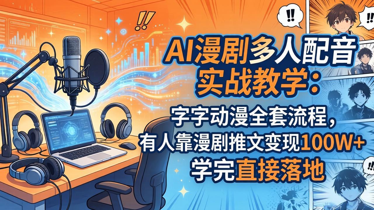 AI漫剧多人配音实战教学:字字动漫全套流程,有人靠漫剧推文变现100W+,学完直接落地-鼎铸网