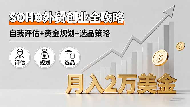 SOHO外贸创业全攻略,自我评估+资金规划+选品策略,月入2万美金-鼎铸网
