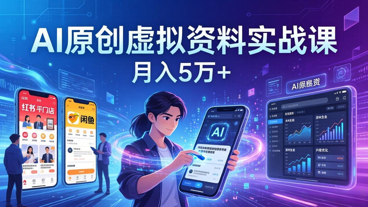7107705370cfe0d97076e8fd63032844.jpeg AI原创虚拟资料实战课:2026新机会,小红书闲鱼开店,普通人用AI轻松变现,月入5万+