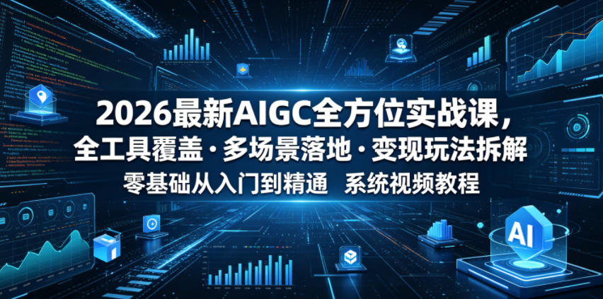 71a595db827013b898c407cb08b946af.jpeg 2026最新AIGC全方位实战课,全工具覆盖・多场景落地・变现玩法拆解,零基础从入门到精通系统视频教程
