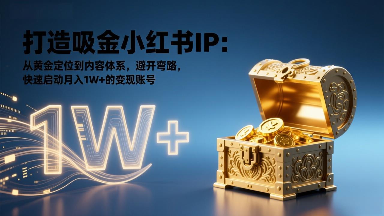 71bfb77ad66174dff0bf319726ecf11c.jpeg 打造吸金小红书IP:从黄金定位到内容体系,避开弯路,快速启动月入1W+的变现账号