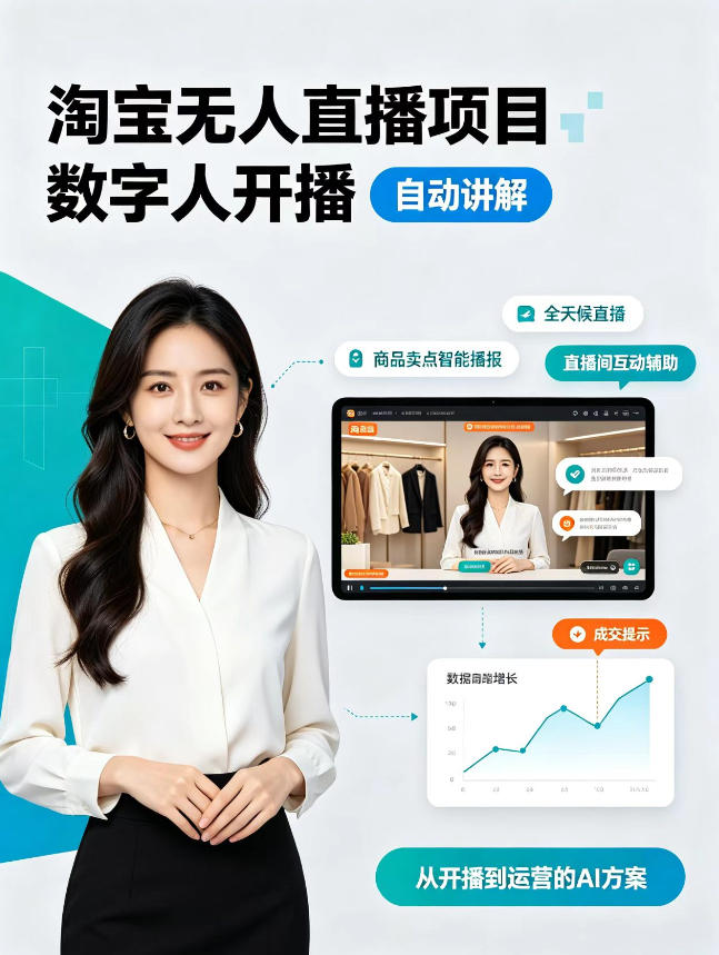 72ad2654eaf19fac311a4a4d22fa4e9e.jpeg 淘宝无人直播项目|数字人直播带货AI解决方案,24小时无人值守开播,数字人自动讲解商品卖点,轻松赚取佣金【揭秘】