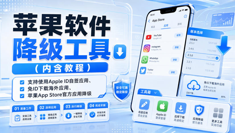 72c9bc4011dfc93a782631eced997672.jpeg 苹果软件降级工具(内含教程),支持使用Apple ID自签应用、免ID下载海外应用、苹果App Store官方应用降级等