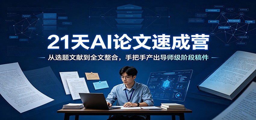 21天AI论文速成营:从选题文献到全文整合,手把手产出导师级阶段稿件-鼎铸网