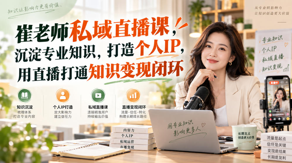 732f31a5dfc66e943381200fed068bbc.jpeg 崔老师私域直播课,沉淀专业知识,打造个人IP,用直播打通知识变现闭环
