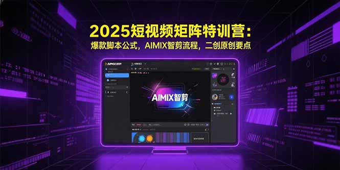 7336718aa2e2f1fce853977afda8d482.jpeg 2025短视频矩阵特训营:爆款脚本公式,AIMIX智剪流程,二创原创要点