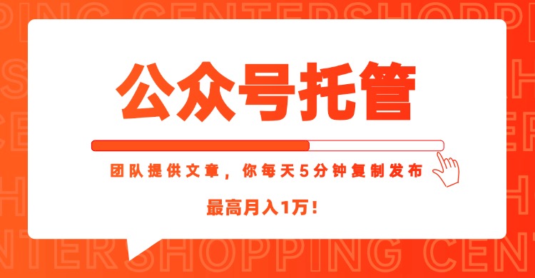 【公众号托管 】我提供文章，你每天５分钟复制发布，最高月入1W-鼎铸网
