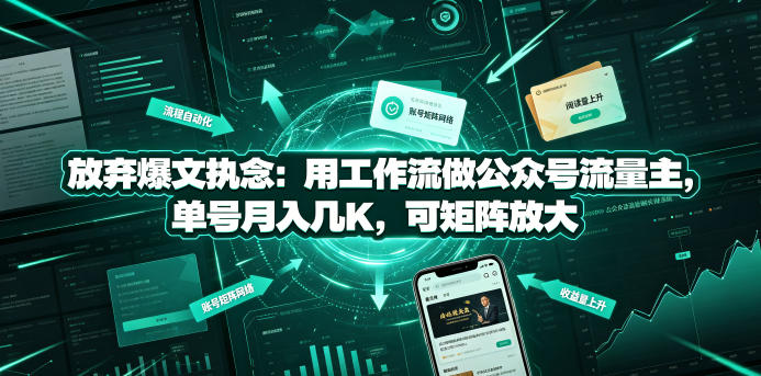 放弃爆文执念：用工作流做公众号流量主，单号月入几K，可矩阵放大-鼎铸网