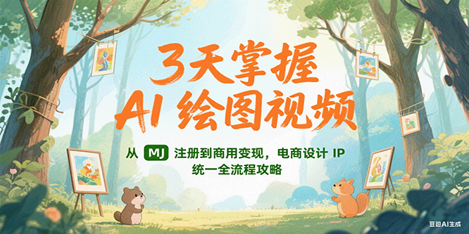 3天掌握AI绘图视频，从MJ 注册到商用变现，电商设计IP统一全流程攻略-鼎铸网