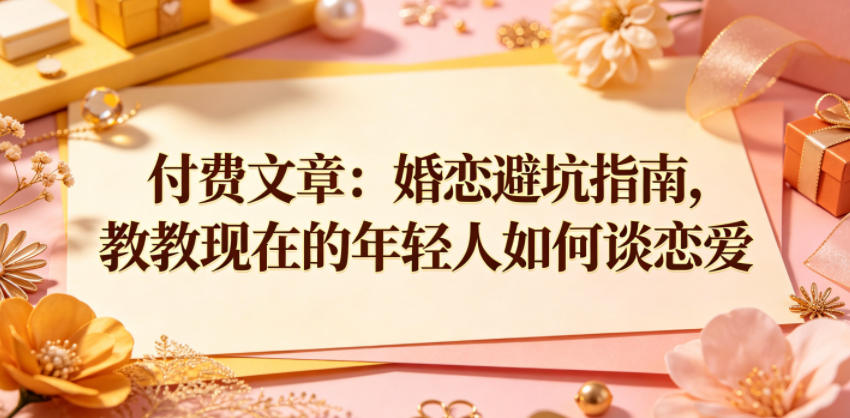 付费文章:婚恋避坑指南,教教现在的年轻人如何谈恋爱-鼎铸网