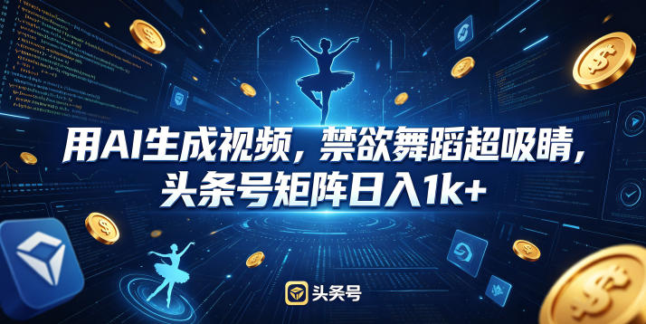 7419ce222a670b2661f3e39f493790c9.jpeg 用AI生成视频,禁欲舞蹈超吸睛,头条号矩阵日入1k+