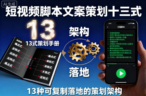 短视频脚本文案策划十三式，13种可复制落地的策划架构-鼎铸网