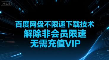 百度网盘不限速下载技术，解除非会员限速，无需充值VIP-鼎铸网