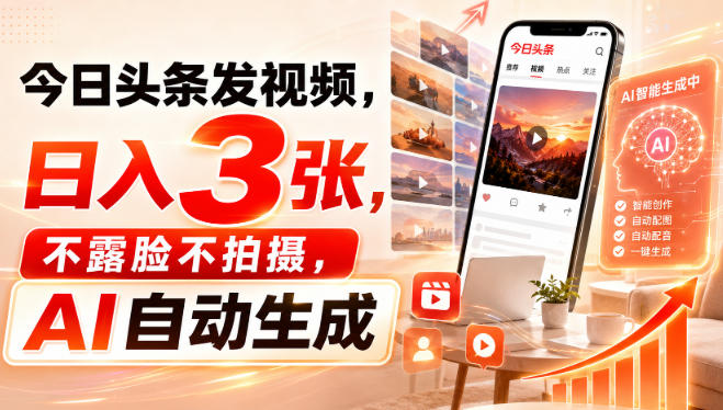 74c5e33c02291d80af97bf580fc99766.jpeg 今日头条发视频,日入3张,不露脸不拍摄,AI自动生成
