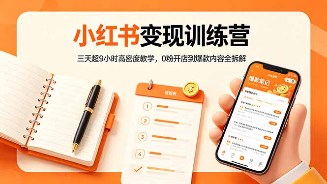 小红书变现训练营:三天超9小时高密度教学,0粉开店到爆款内容全拆解-鼎铸网