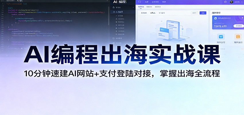 AI编程出海实战课：10分钟速建AI网站+支付登陆对接，掌握出海全流程-鼎铸网