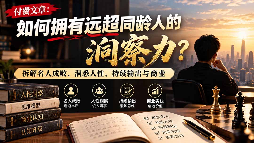 付费文章:如何拥有远超同龄人的洞察力?拆解名人成败、洞悉人性、持续输出与商业实践-鼎铸网
