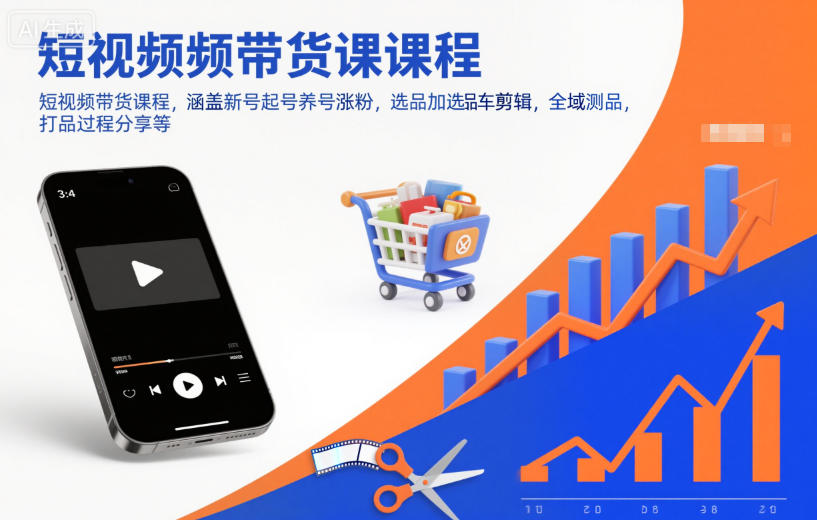 短视频带货课程，涵盖新号起号养号涨粉，选品加选品车剪辑，全域测品，打品过程分享等-鼎铸网