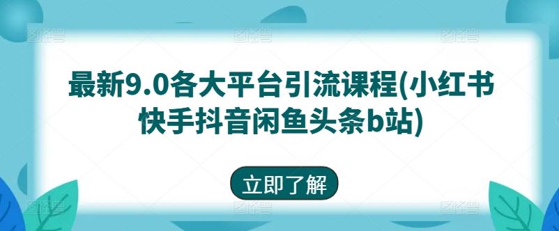 最新9.0各大平台引流课程(小红书快手抖音闲鱼头条b站)-鼎铸网