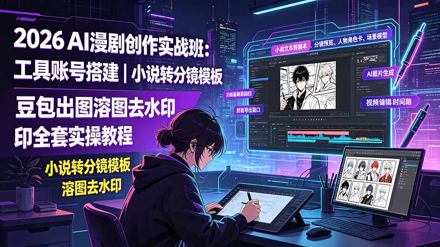 75f6c9014a6a425f37b526d275a0862a.jpeg 2026AI漫剧创作实战班:工具账号搭建|小说转分镜模板|豆包出图溶图去水印全套实操教程