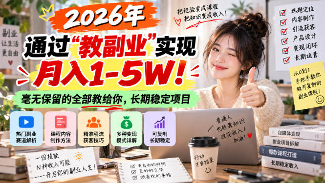 2026年通过“教副业”实现月入1-5W！毫无保留的全部教给你，长期稳定项目【揭秘】-鼎铸网