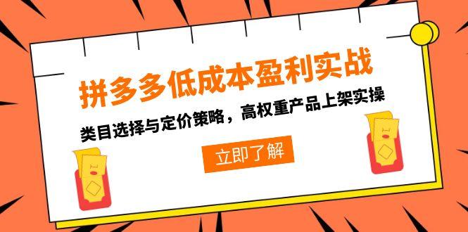 7694b1b0d6524badc6a192eb06c510d4.jpeg 拼多多低成本盈利实战,类目选择与定价策略,高权重产品上架实操