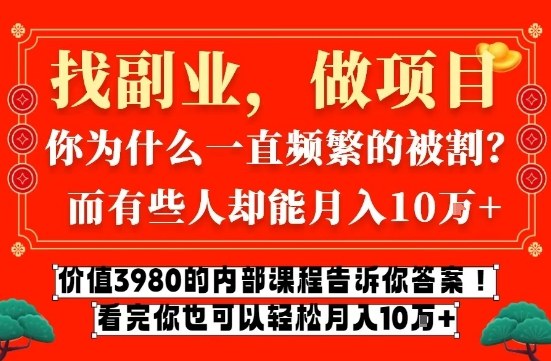 价值3980的网创内部课程,告诉你互联网创业月入10个W的秘密【揭秘】-鼎铸网