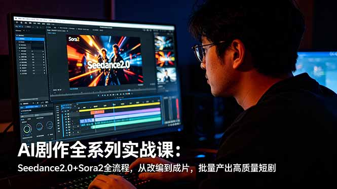 AI剧作全系列实战课:Seedance2.0+Sora2全流程,从改编到成片,批量产出高质量短剧-鼎铸网