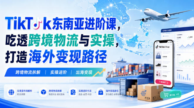 TikTok东南亚进阶课，吃透跨境物流与实操，打造海外变现路径-鼎铸网
