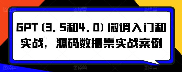 777bb95ef1c83995b319f26dd6f0ce1f.jpeg GPT(3.5和4.0)微调入门和实战,源码数据集实战案例