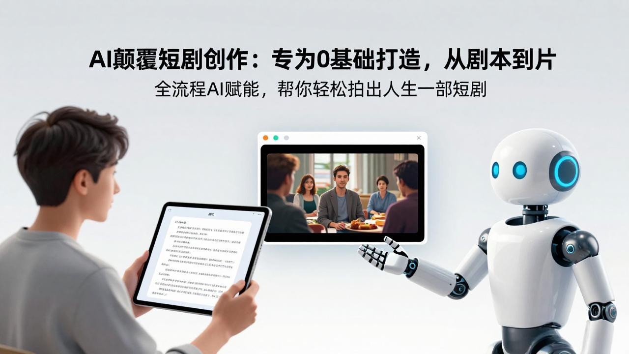 77afe111742dca0c2a86038bb43e56db.jpeg AI颠覆短剧创作:专为0基础打造,从剧本到成片全流程AI赋能,帮你轻松拍出人生第一部短剧