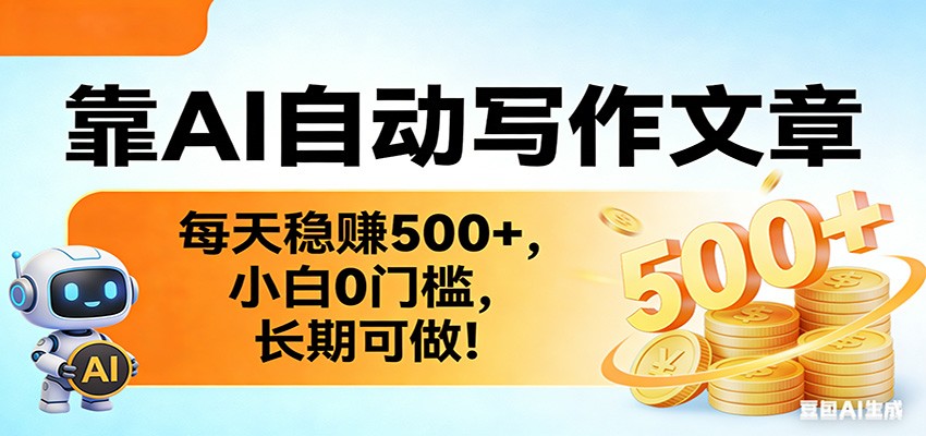 靠AI自动写作文章，每天稳赚500+，小白0门槛，长期可做！-鼎铸网