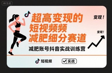 超高变现的短视频减肥细分赛道，减肥账号抖音实战训练营-鼎铸网