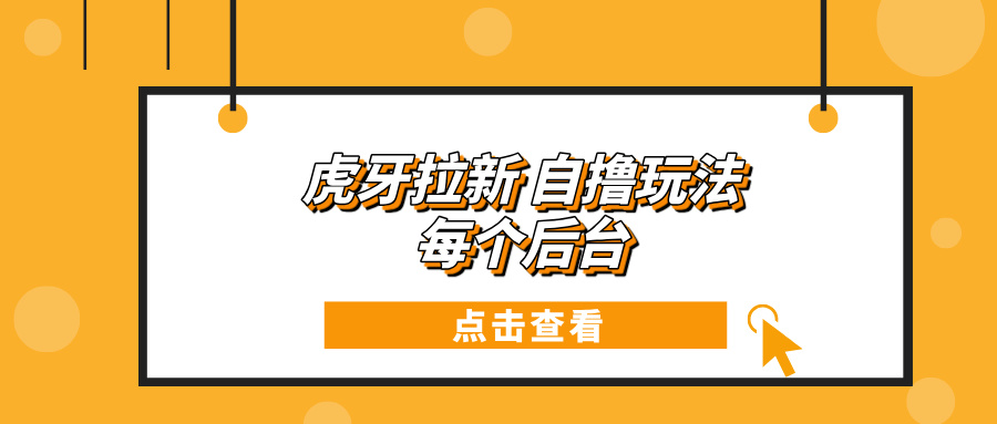 虎牙拉新项目玩法 每个后台每天100+-鼎铸网
