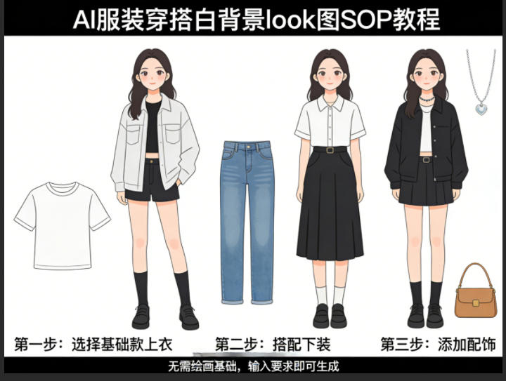 794f9cc0c2ac46913bcd7dd16ed1cfdb.jpeg AI服装穿搭白背景look图SOP教程,不用会画画,提几句具体要求,AI就能还你一个奇迹