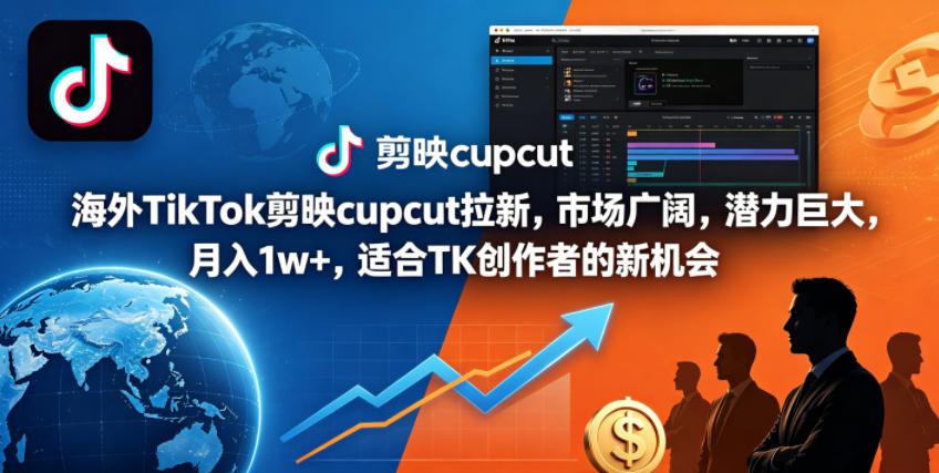 海外TikTok剪映cupcut拉新,市场广阔,潜力巨大,月入1w+,适合TK创作者的新机会-鼎铸网