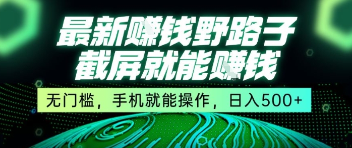 最新野路子截屏就能挣钱，无门槛，手机就能操作，日入5张【揭秘】-鼎铸网