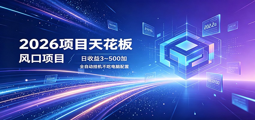2026项目天花板,风口项目,日收益3~500+全自动挂机,不吃配置-鼎铸网