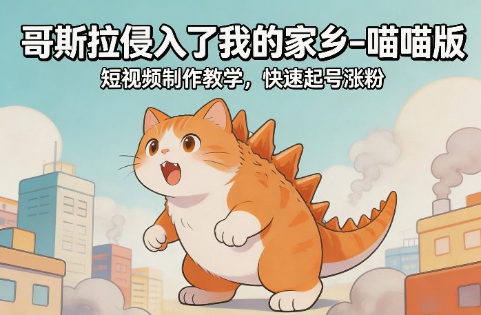 79cbd31aad5fb1d06dedba3bf98cf4ec.jpeg 哥斯拉侵入了我的家乡–喵喵版短视频制作教学,快速起号涨粉