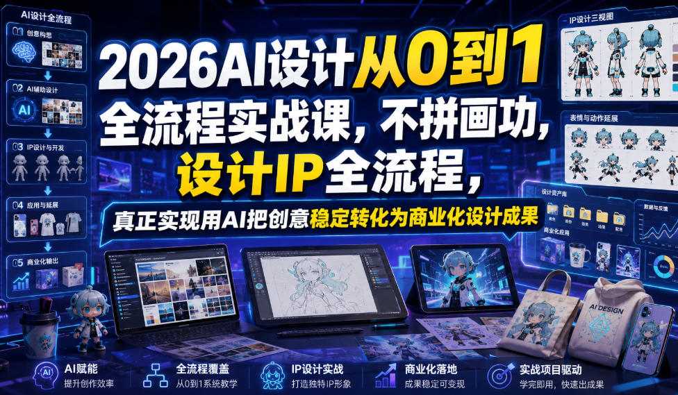 79ff98b4fad4bd61406b5f89772e9502.jpeg 2026AI设计从0到1全流程实战课,不拼画功,设计IP全流程,真正实现用AI把创意稳定转化为商业化设计成果