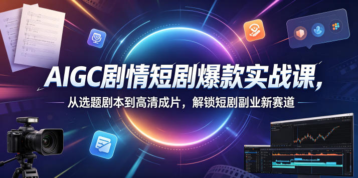 AIGC剧情短剧爆款实战课,从选题剧本到高清成片,解锁短剧副业新赛道-鼎铸网